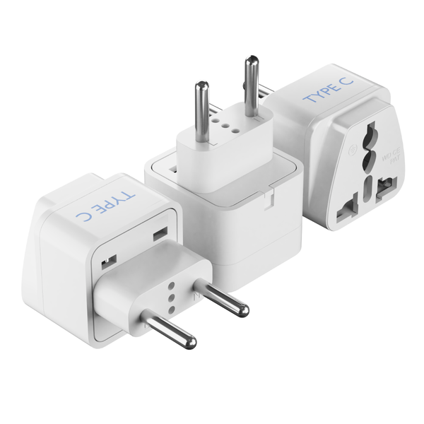 4 Pack Universal Adapter, Europe to US Plug Travel Adapters (White)