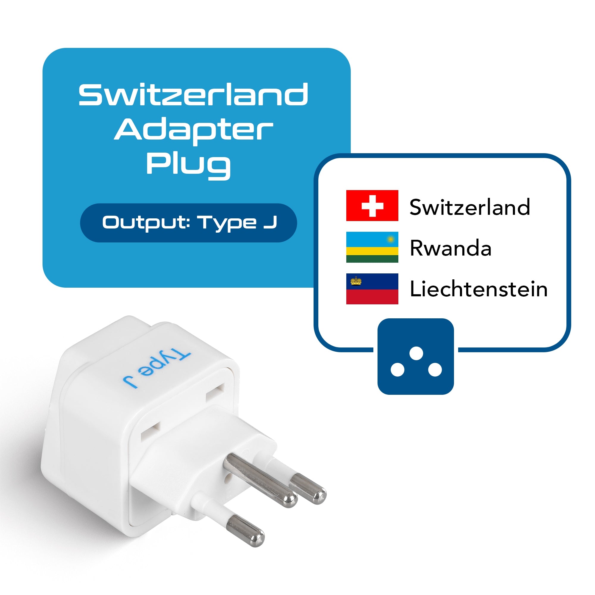 Switzerland Travel Adapter - Type J - 3 Pack (GP-11A)