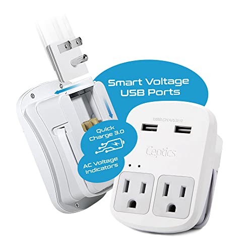 World-Way 13 Travel Adapter Kit | 2 USB + 2 US Outlets - Grounded