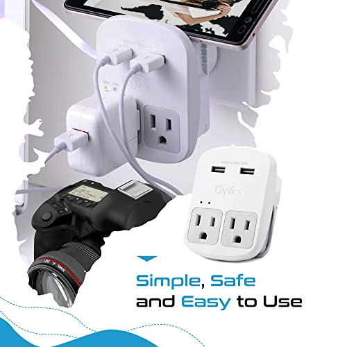 World-Way 6 Travel Adapter Kit | 2 USB + 2 US Outlets - Grounded