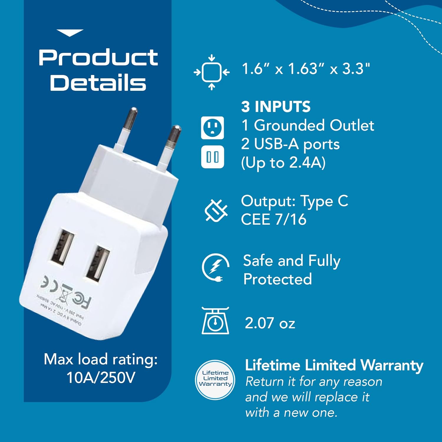 Switzerland Travel Adapter Plug Combo - Type J, C | Dual USB – Swiss Combo