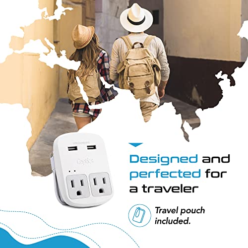 World-Way 6 Travel Adapter Kit | 2 USB + 2 US Outlets - Grounded