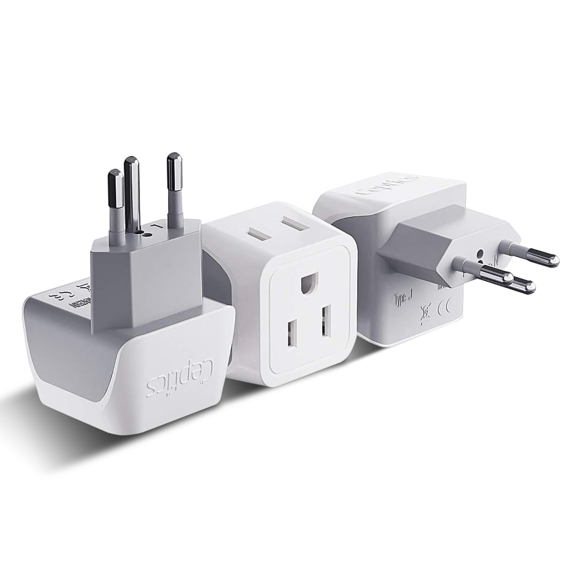 Switzerland Travel Adapter - Type J - Ultra Compact (CT-11A, 3 Pack)