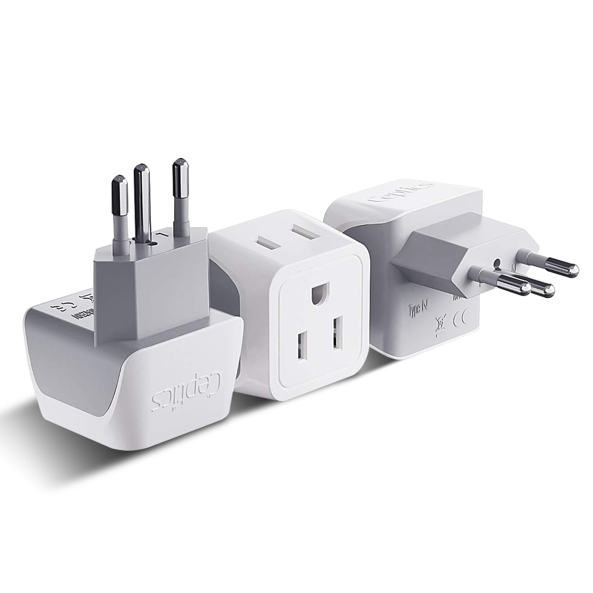 Brazil Travel Adapter - Type N - Ultra Compact (CT-11C, 3 Pack)