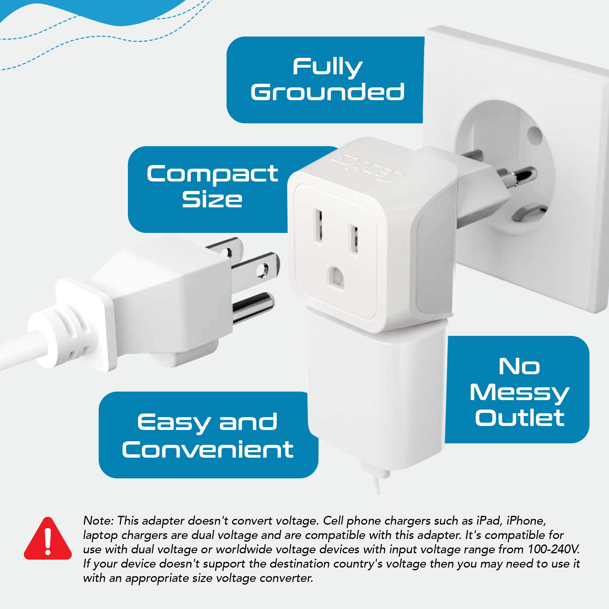 Brazil Travel Adapter - Type N - Ultra Compact (CT-11C, 3 Pack)