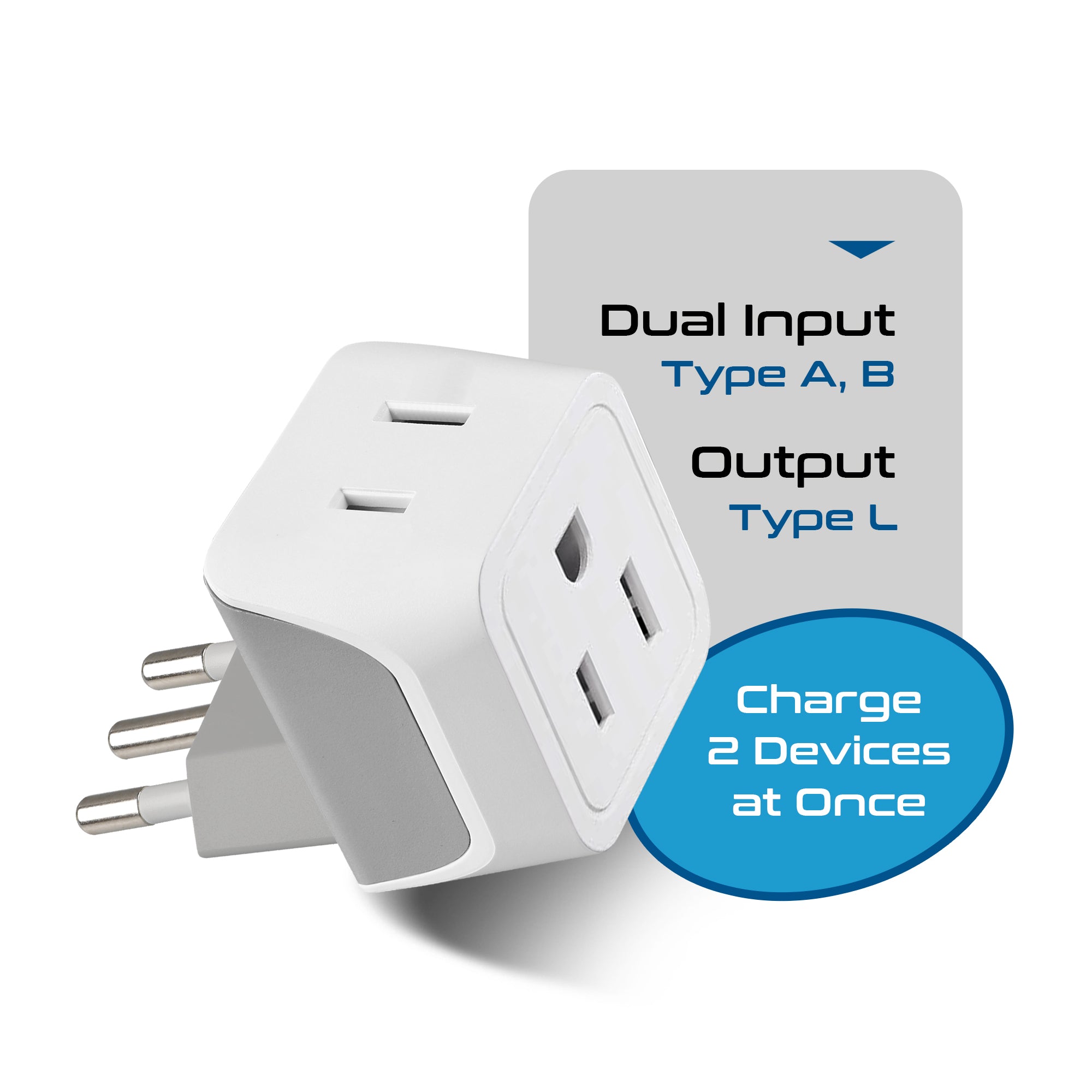 Italy Travel Adapter - Type L - Ultra Compact (CT-12A, 3 Pack)