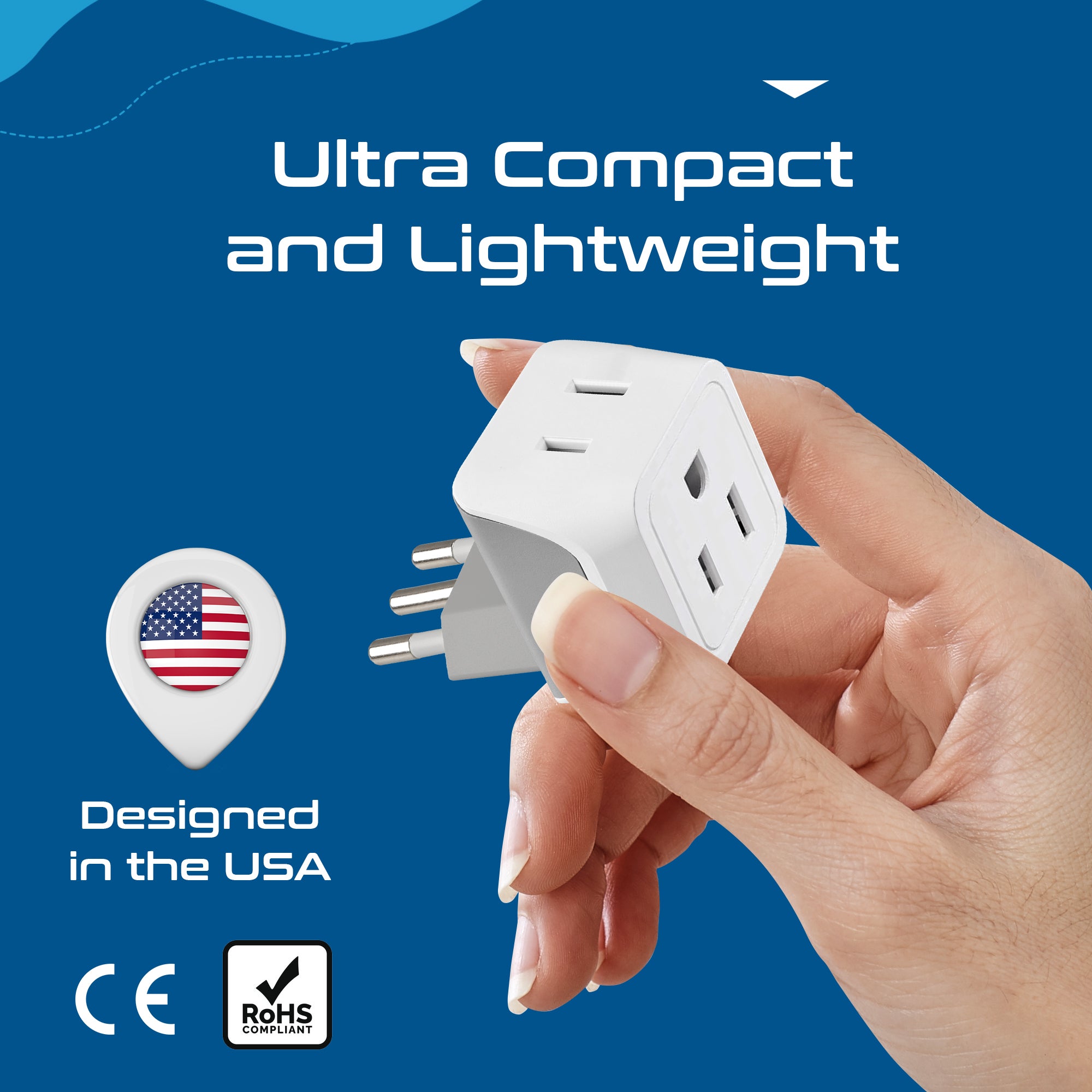 Italy Travel Adapter - Type L - Ultra Compact (CT-12A, 3 Pack)