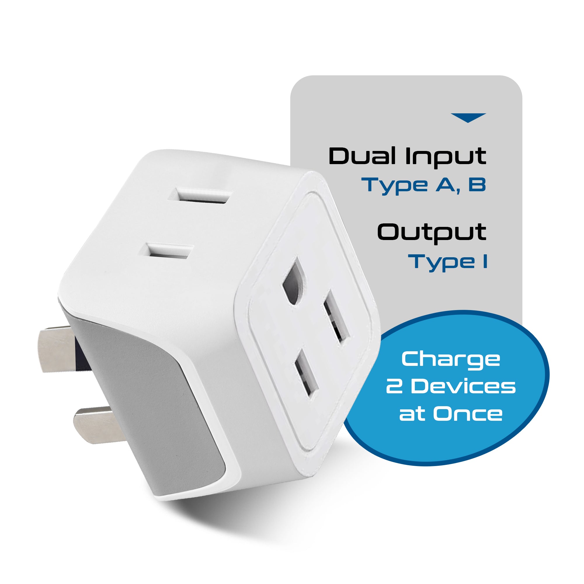 Australia, China Travel Adapter - Type I - Ultra Compact (CT-16, 3 Pack)