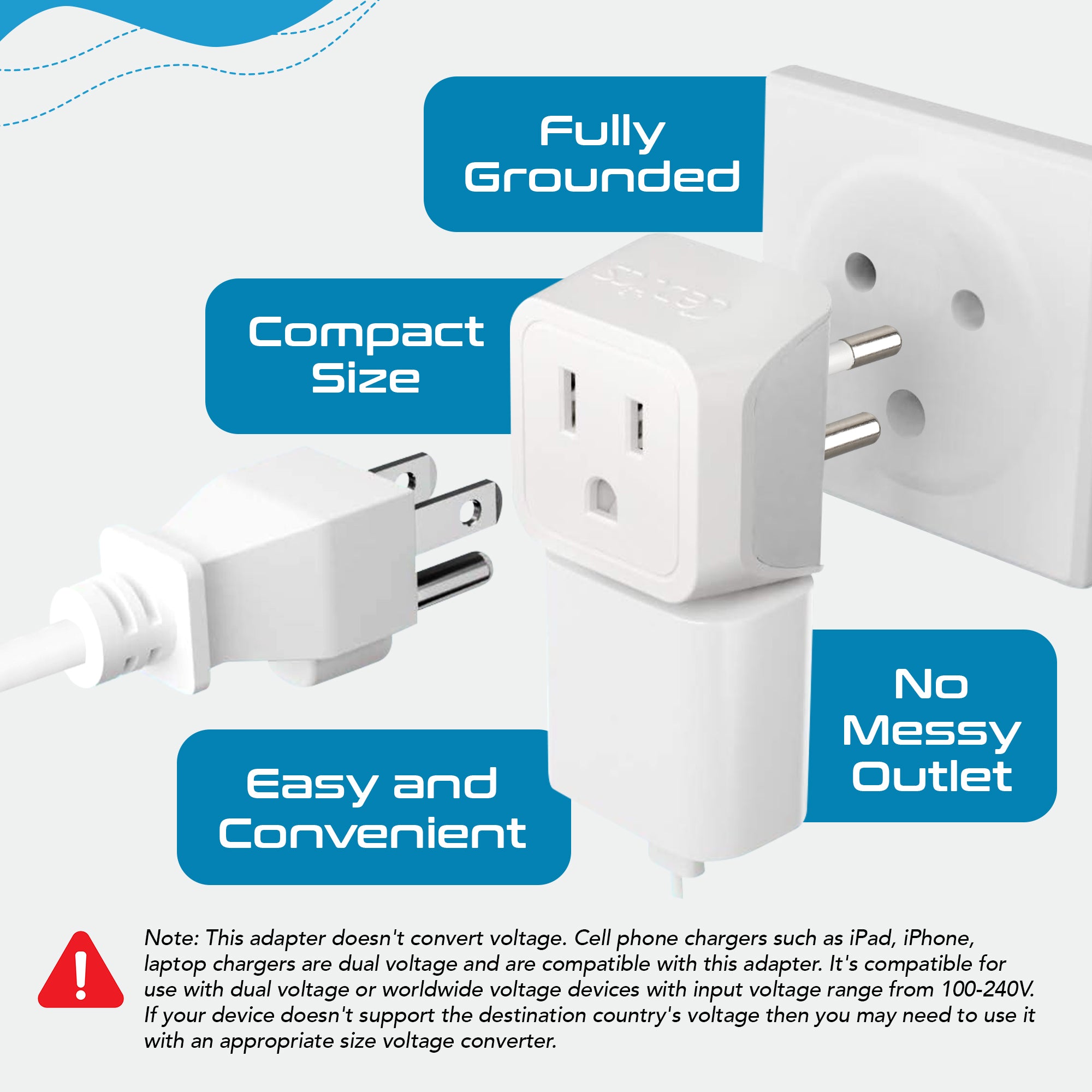 Thailand Travel Adapter - Type O - Ultra Compact (CT-18, 3 Pack)