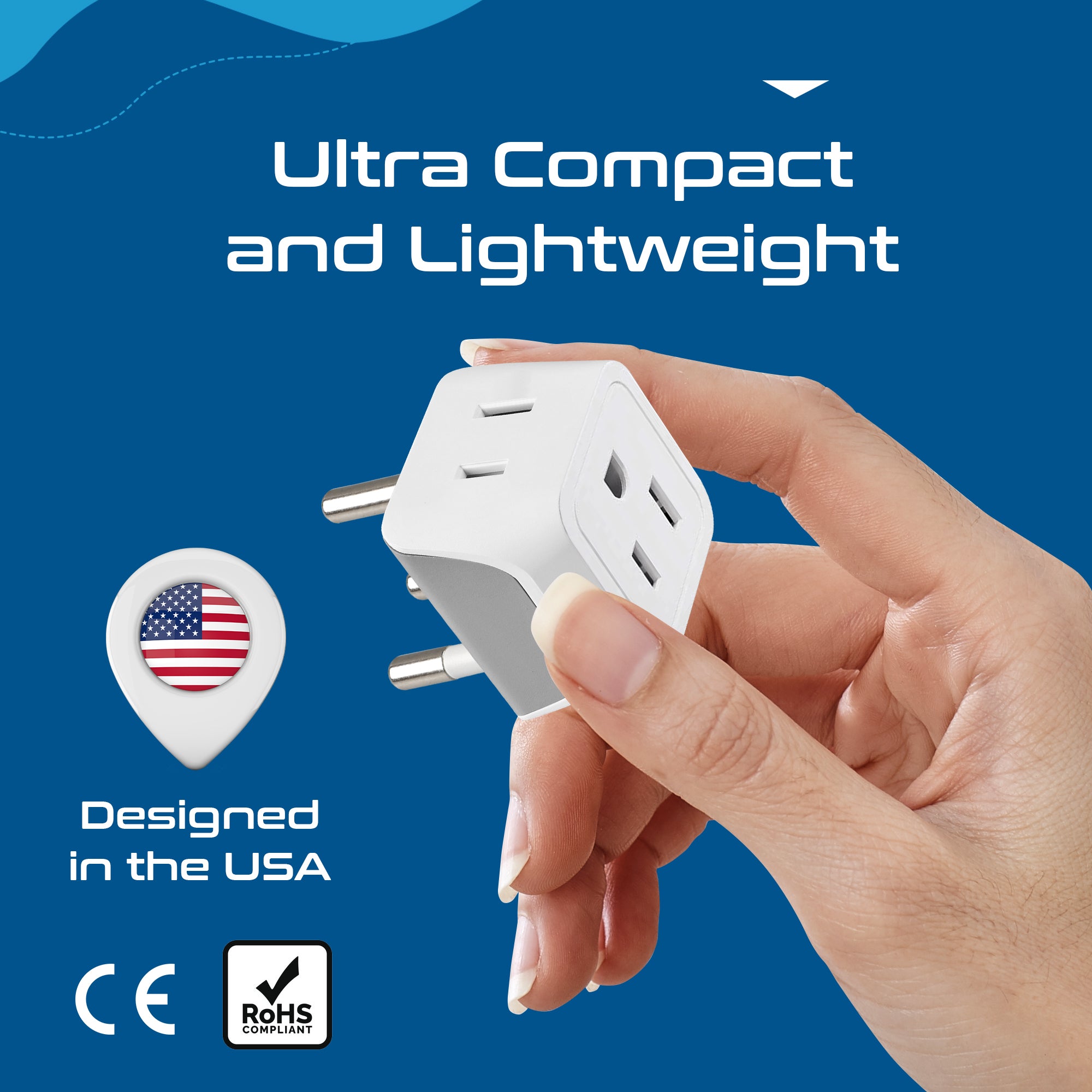 Thailand Travel Adapter - Type O - Ultra Compact (CT-18, 3 Pack)