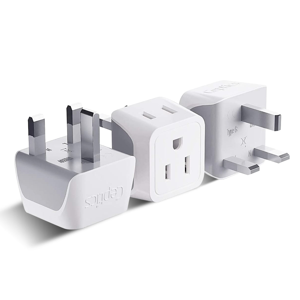 Shop type G plug adapter by Ceptics | 2 in 1 Input US to UK Plug Adapter