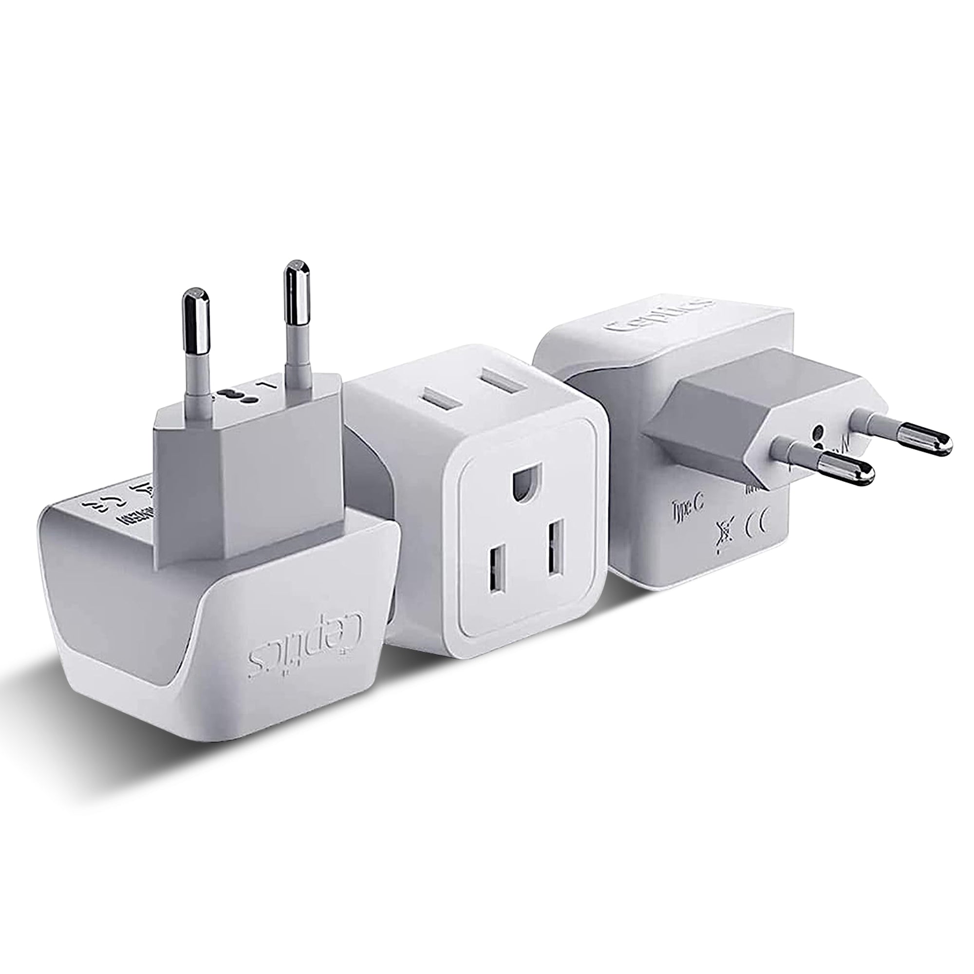 European Travel Adapter - Type C - Ultra Compact (CT-9C, 3 Pack)