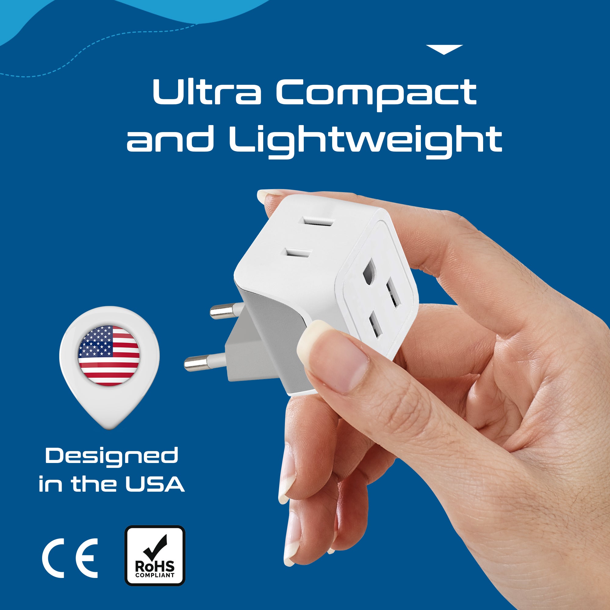 European Travel Adapter - Type C - Ultra Compact (CT-9C, 3 Pack)