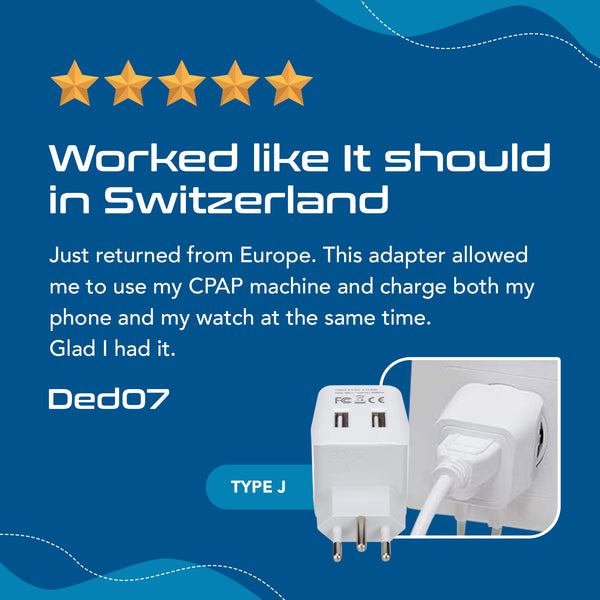 Ceptics India to Switzerland, Rwanda, Liechtenstein (Type J) Travel Adapter  Plug - CE Certified - RoHS Compliant - White Color - 3 Pack (GP-11A-3PK)