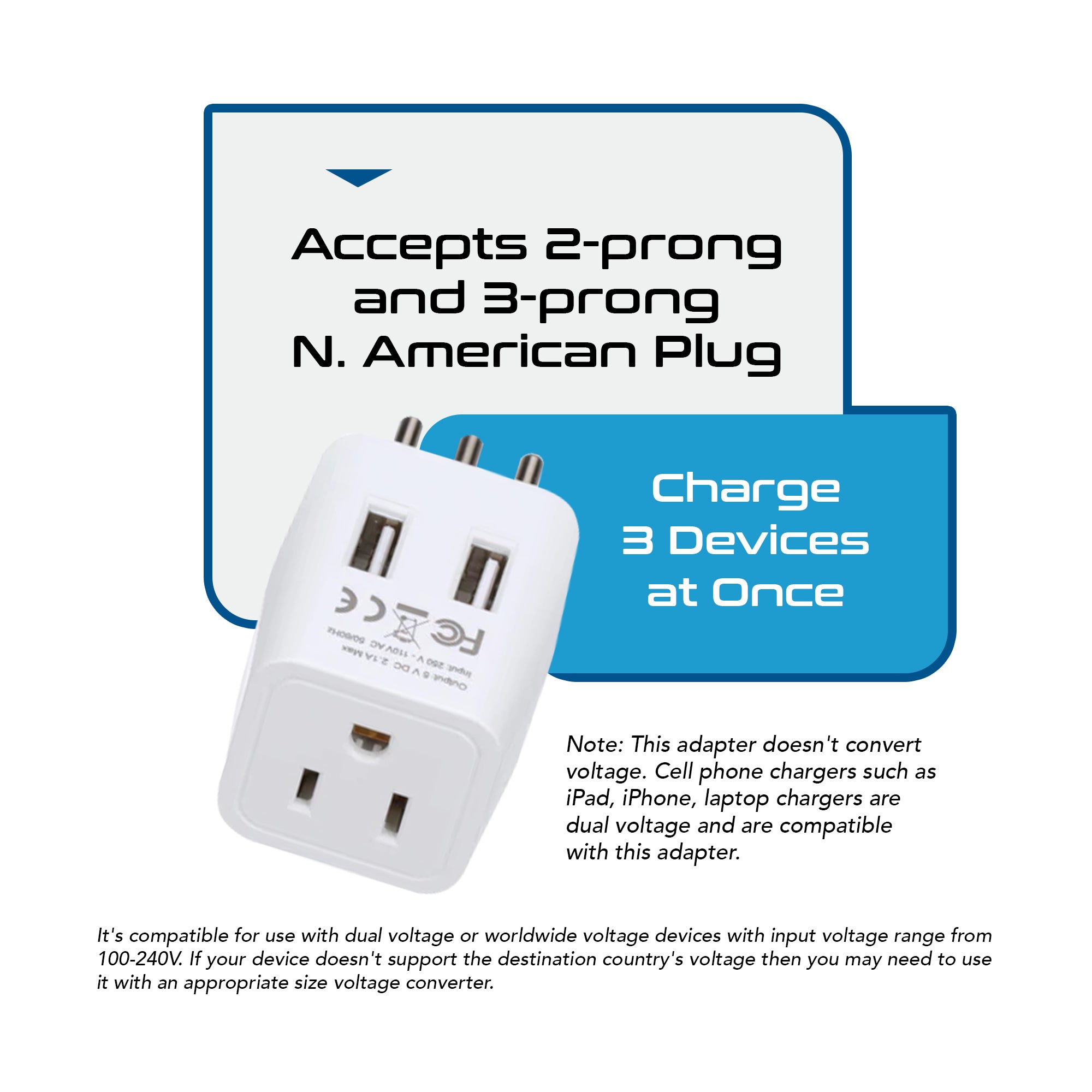 Italy Travel Adapter - Type L - Dual USB (CTU-12A)