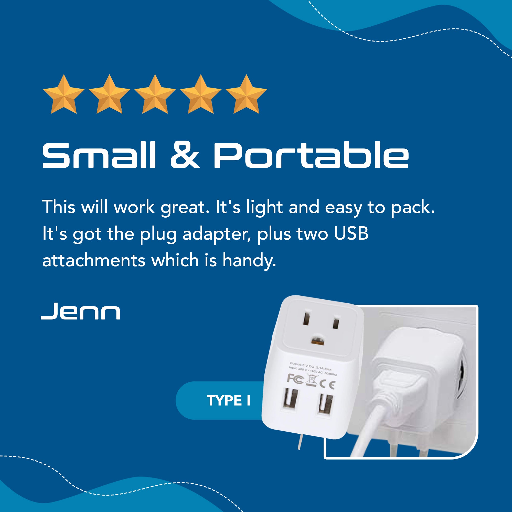 Australia, China Travel Adapter Plug with Dual USB - Type I - 2 Pack