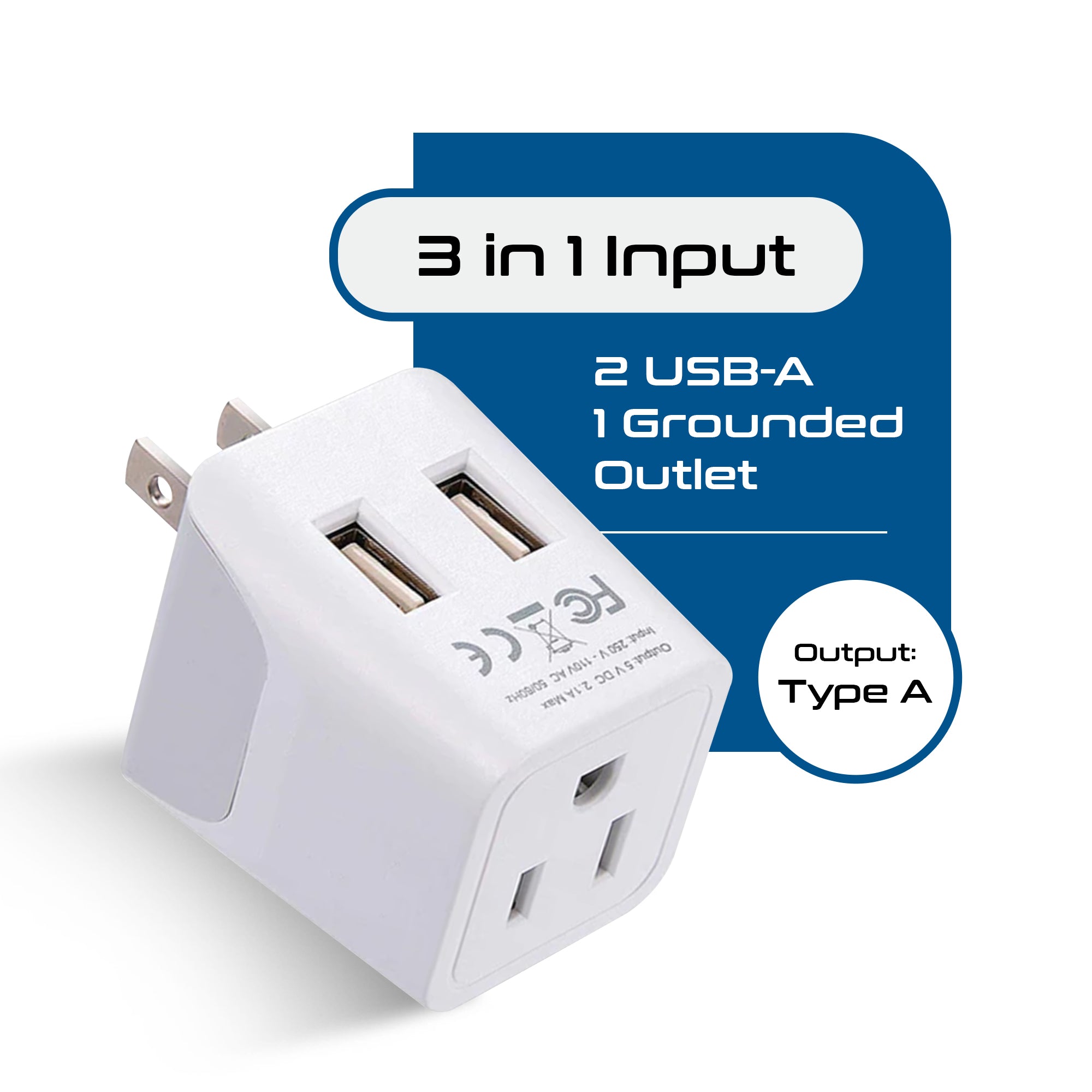 Japan, Philippines Travel Adapter - Type A - Dual USB (CTU-6)