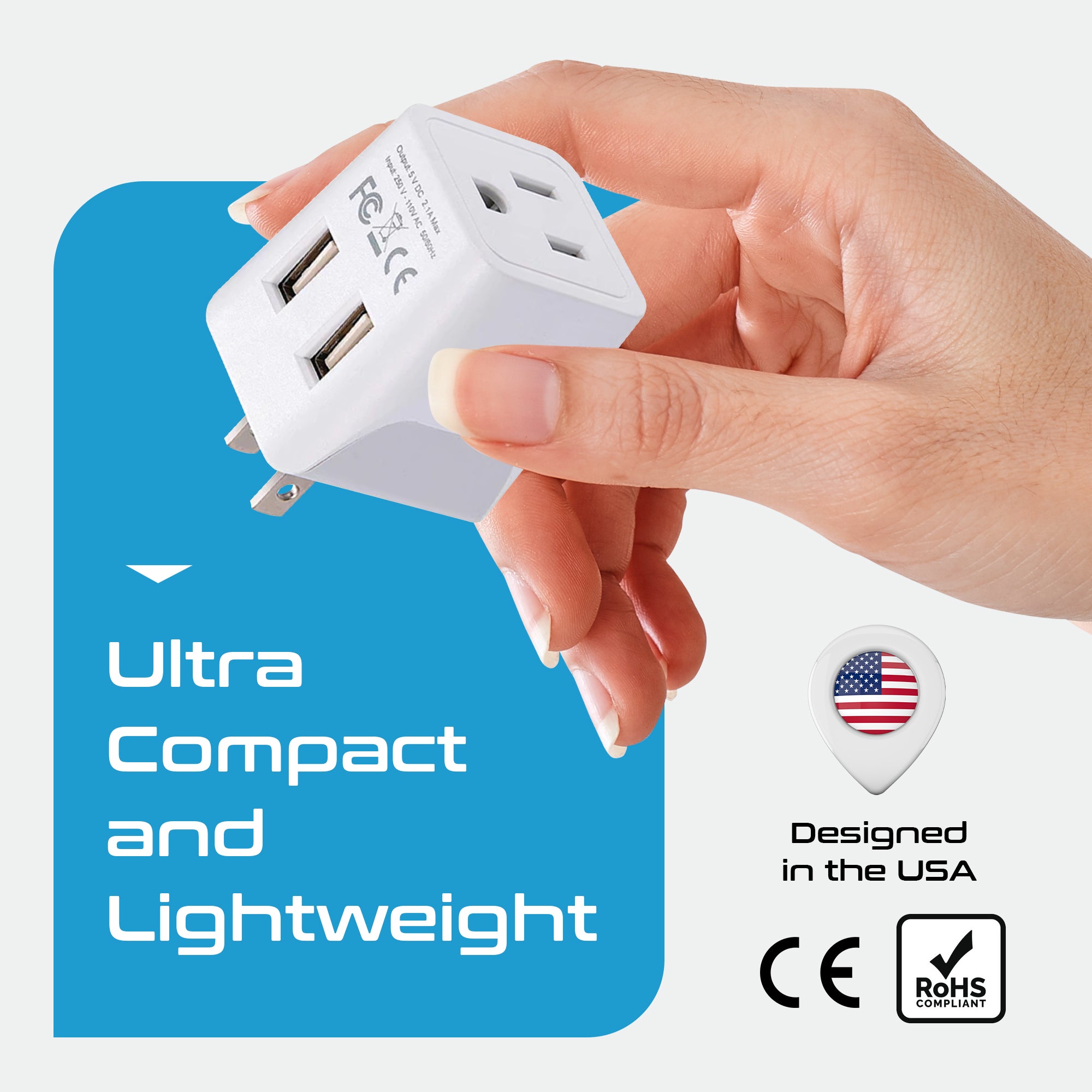 Japan, Philippines Travel Adapter - Type A - Dual USB (CTU-6)