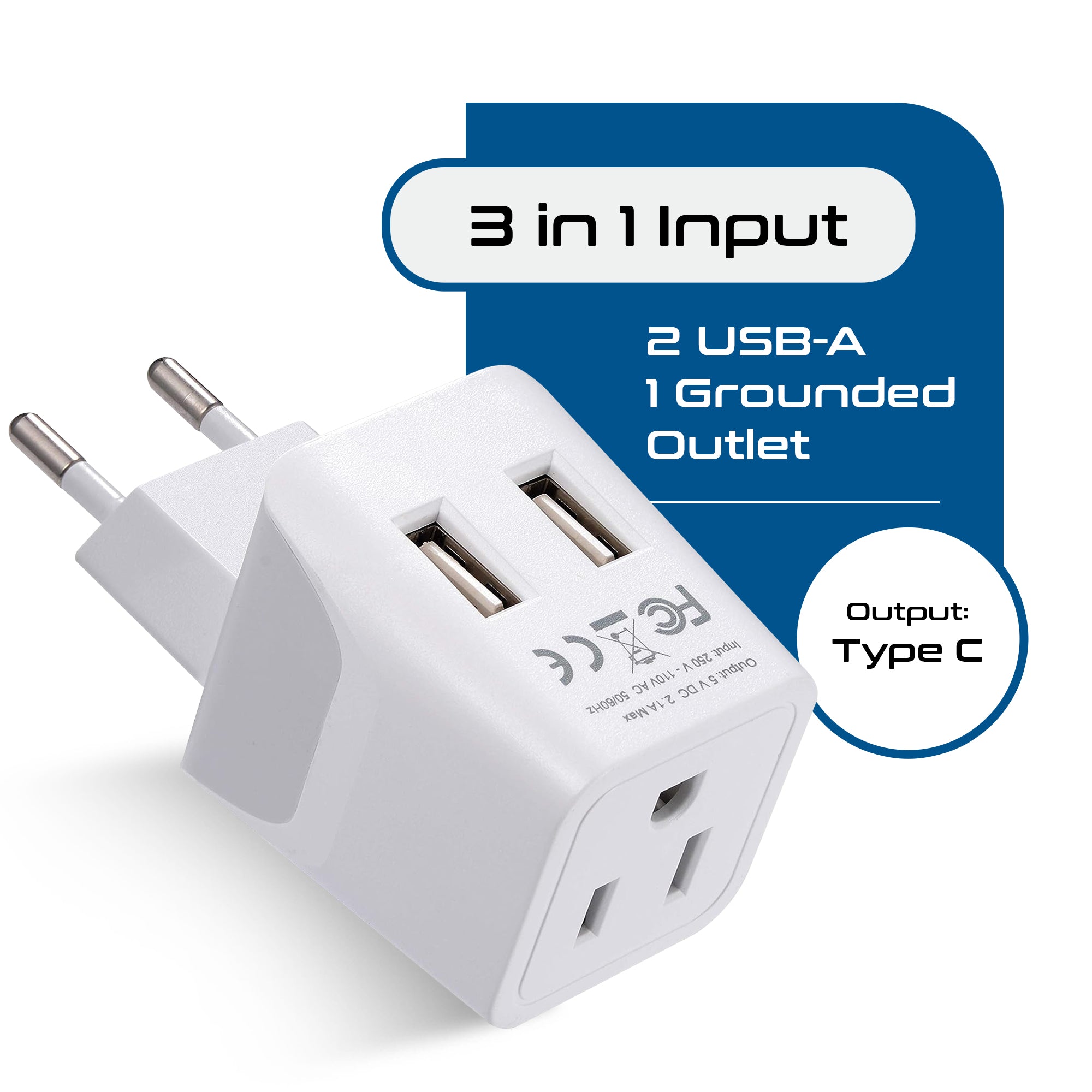 European Travel Adapter - Type C - Dual USB (CTU-9C)