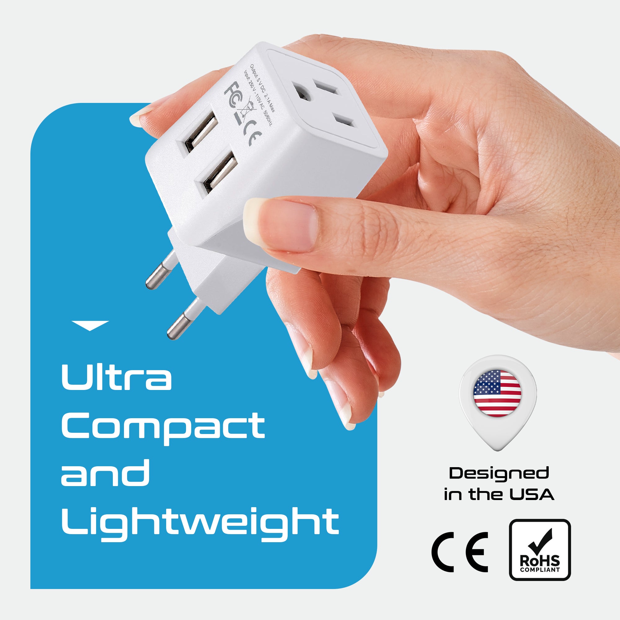 European Travel Adapter - Type C - Dual USB (CTU-9C)