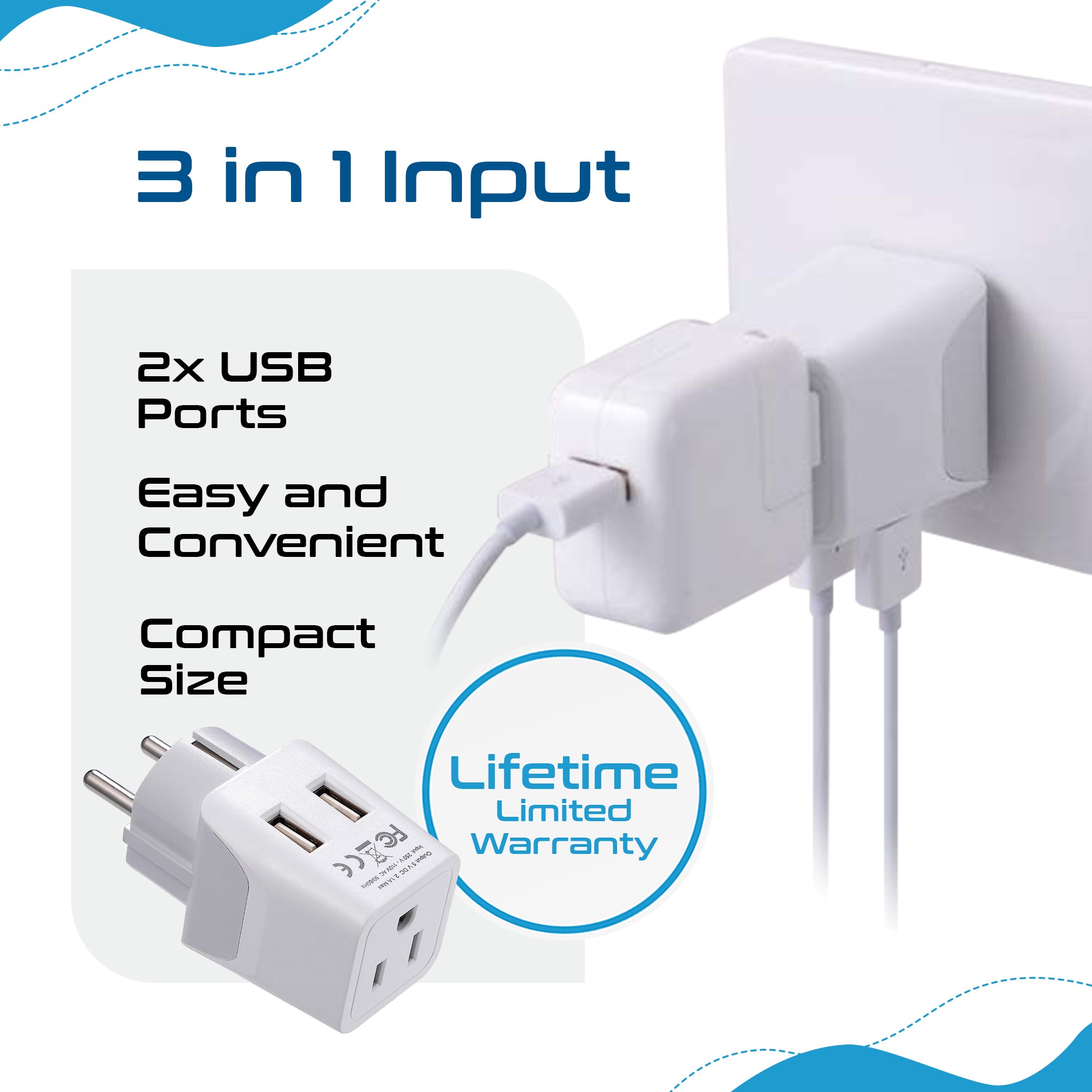 Europe (Schuko) Travel Adapter - Type E/F - Dual USB (CTU-9)