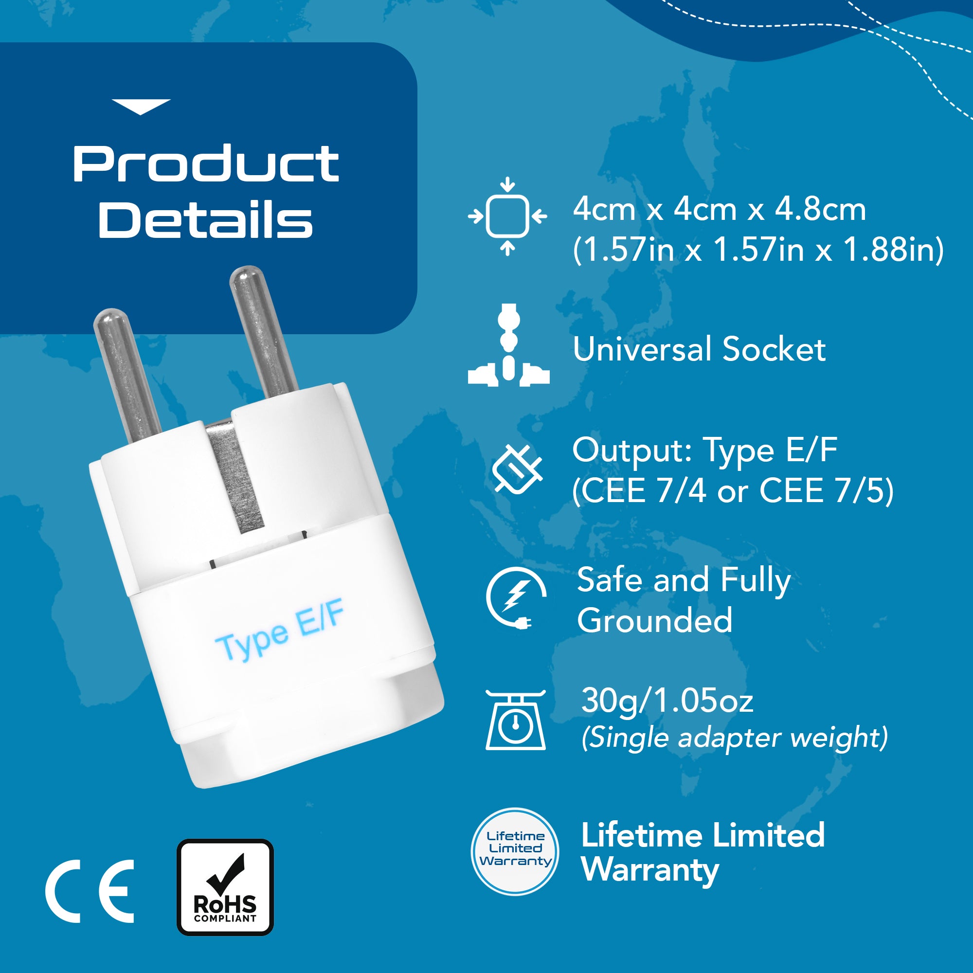 European (Schuko) Travel Adapter - Type E/F - 3 Pack (GP-9)