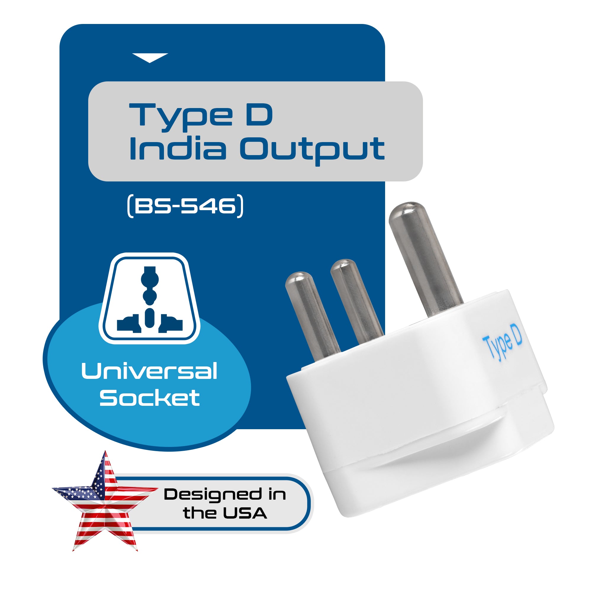 India Travel Adapter - Type D - 3 Pack (GP-10)