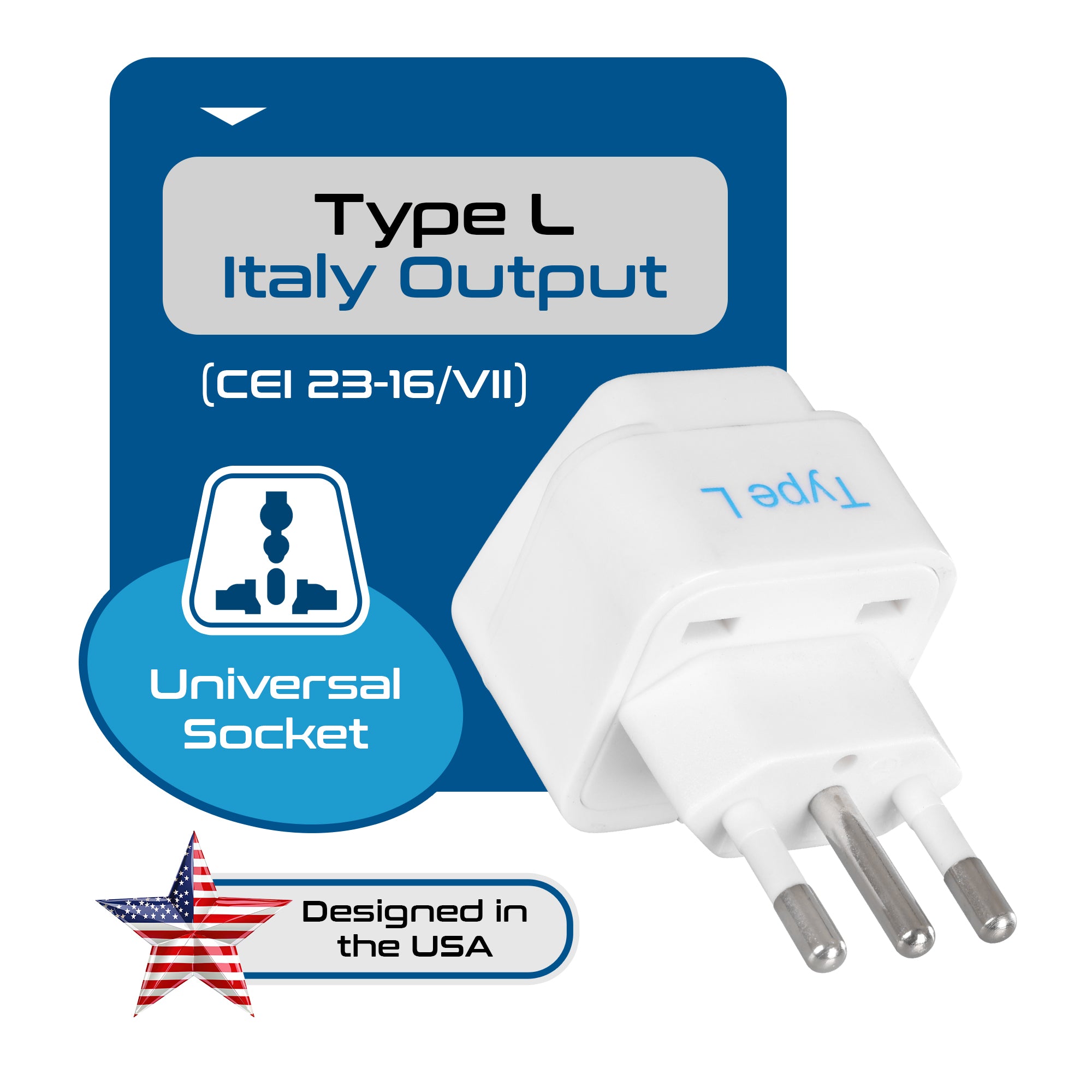 Italy Travel Adapter - Type L - 3 Pack (GP-12A)