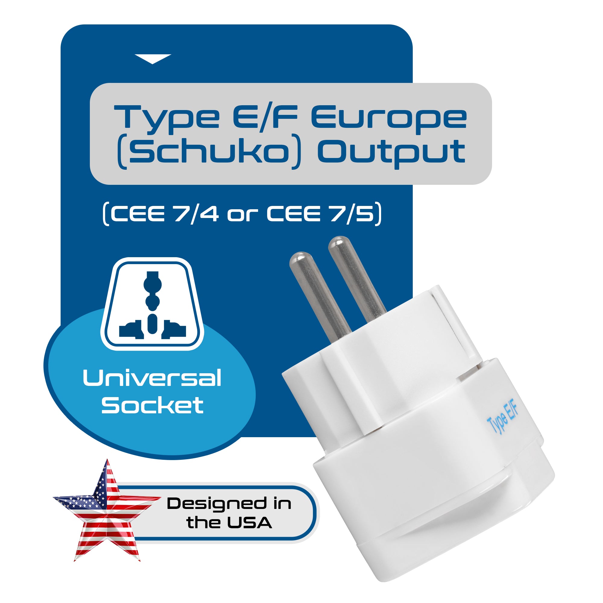 European (Schuko) Travel Adapter - Type E/F - 3 Pack (GP-9)