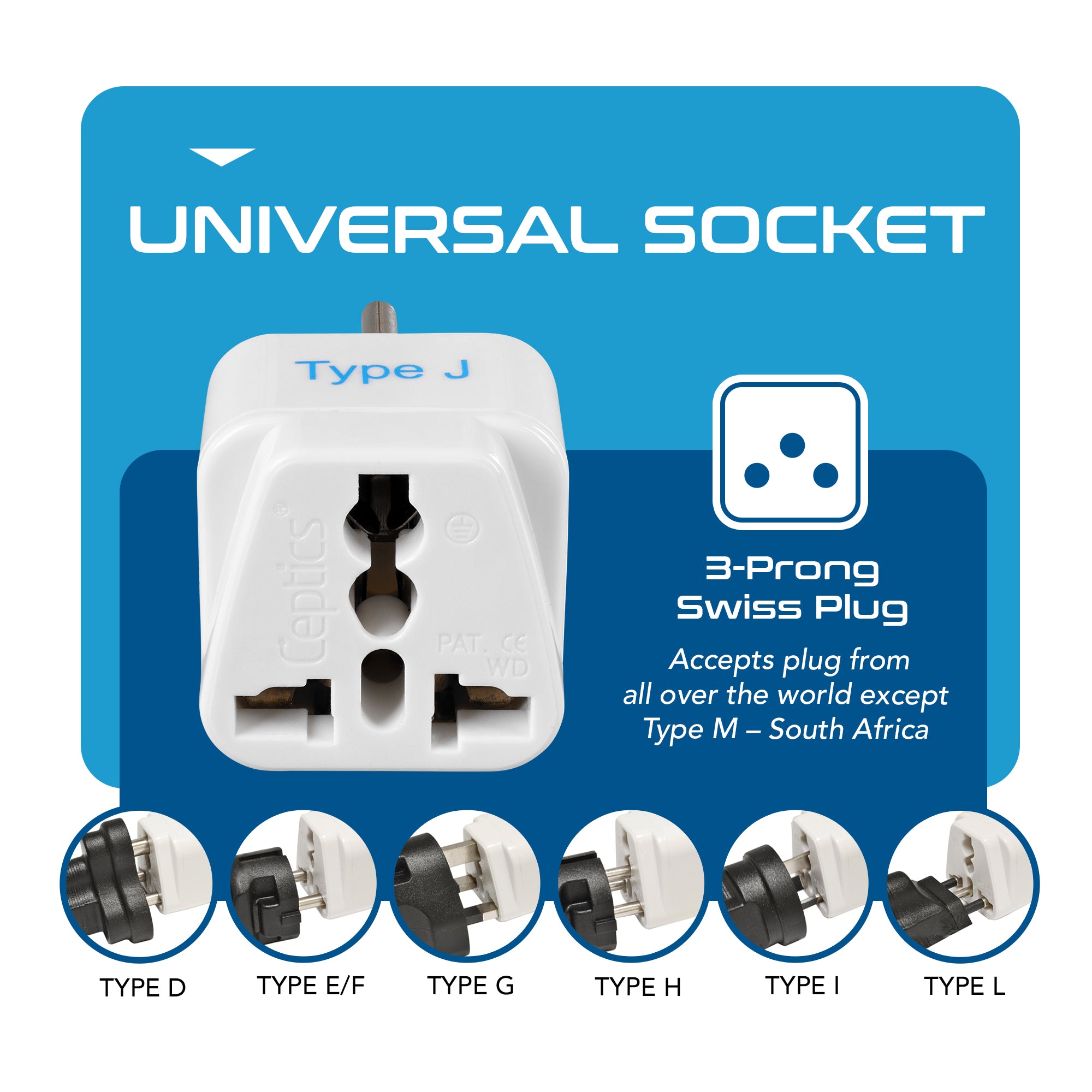 Switzerland Travel Adapter - Type J - 3 Pack (GP-11A)