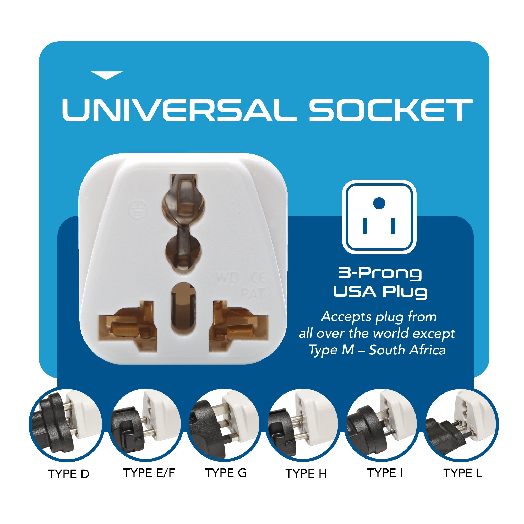 USA, Canada Travel Adapter - Type B - 3 Pack (GP-5)