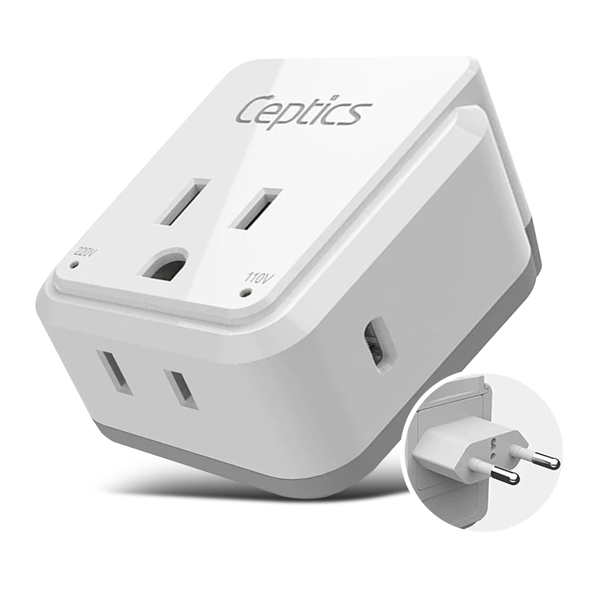 PAK-30W-9C European travel Plug Adapter | Type C - USB C Port + 2 US Outlets