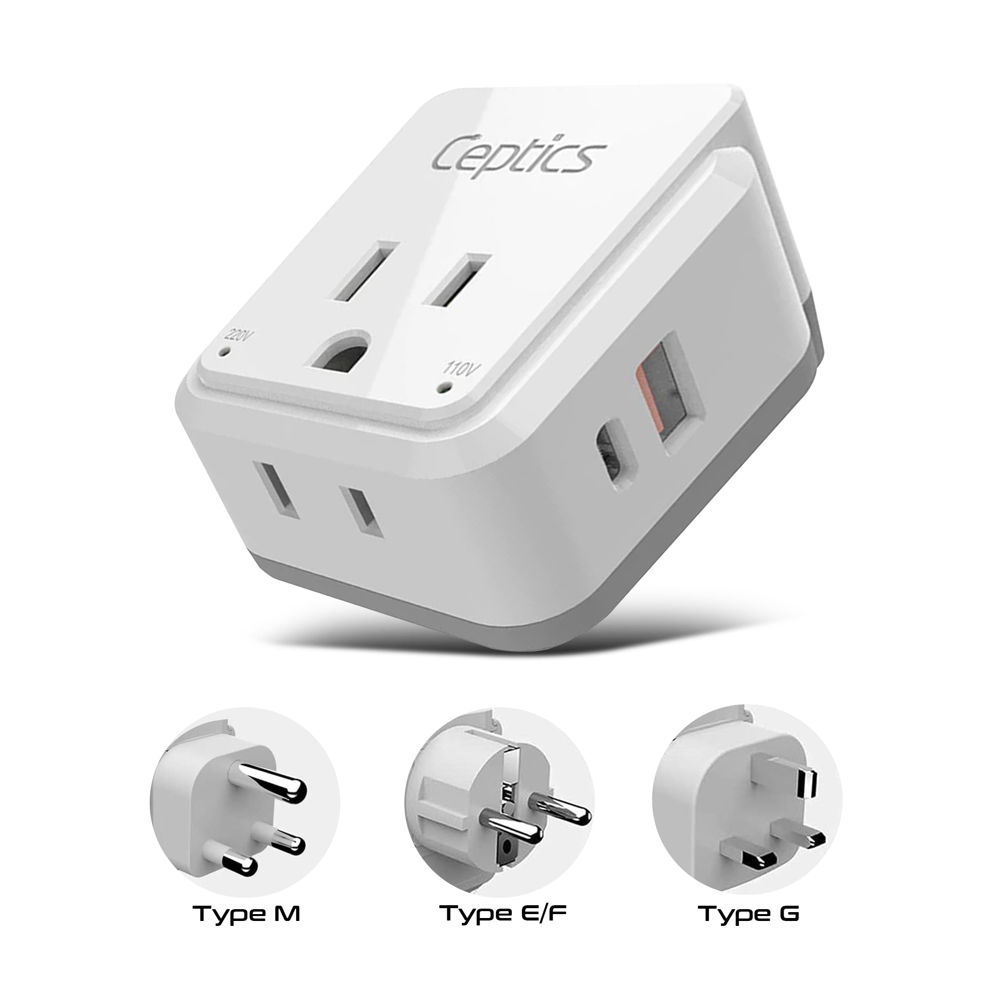 PAK-AF Africa Travel Adapter Set | Type E/F, G, M - USB & USB-C Ports + 2 US Outlets