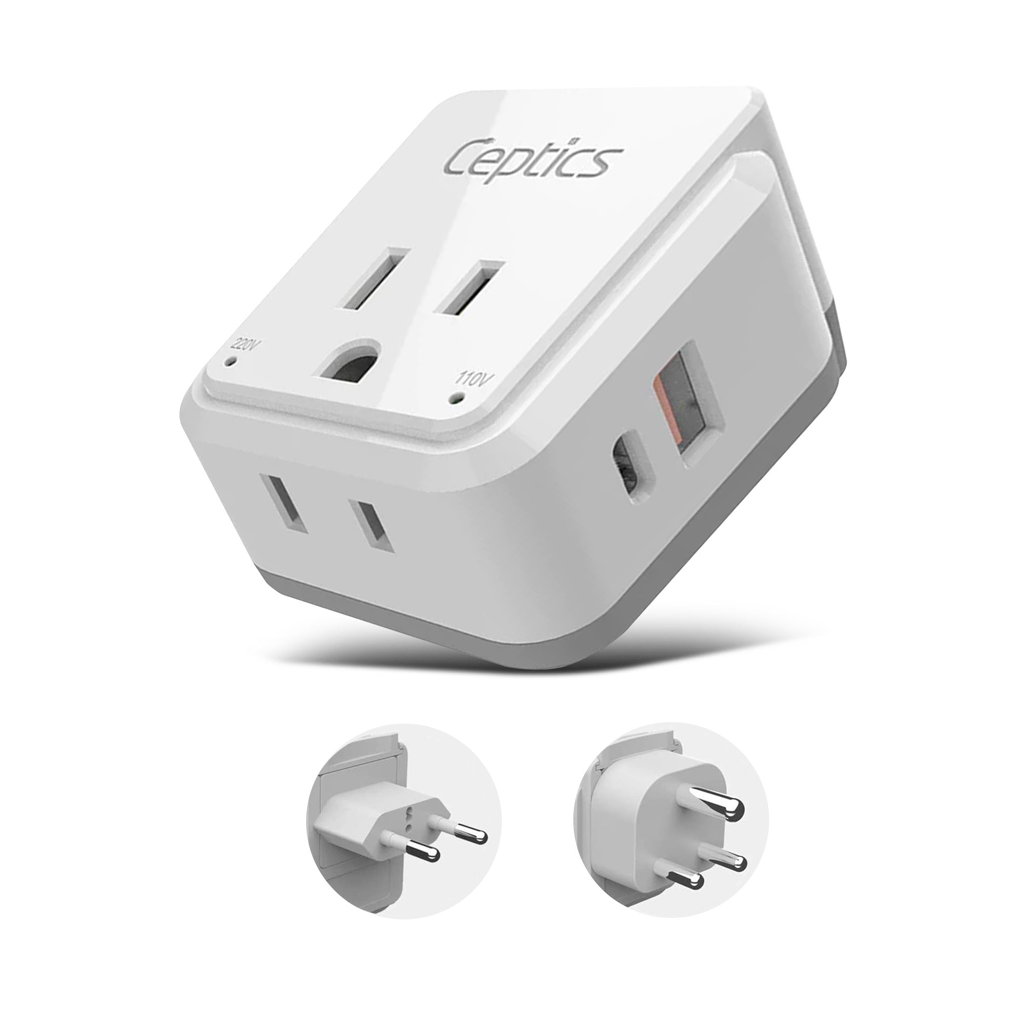 PAK-IN India, Nepal Travel Adapter Set | Type C, D - USB & USB-C Ports + 2 US Outlets