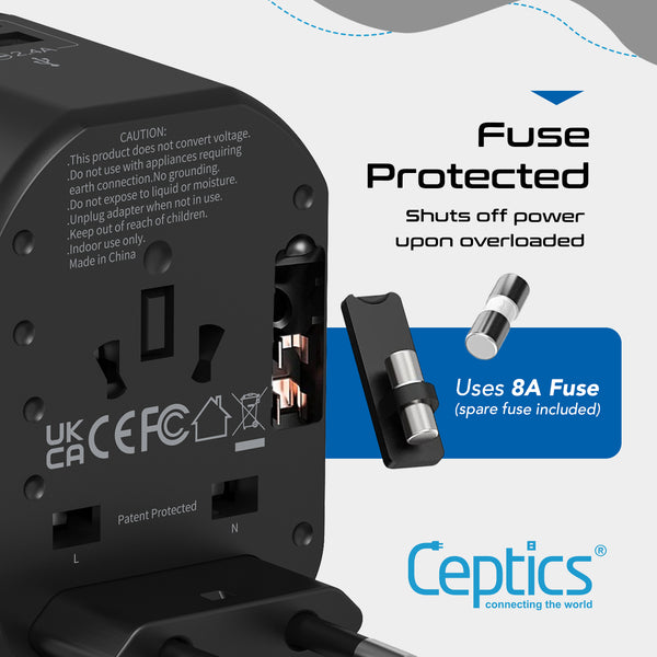 AudioTeknik Plug Adapter EU (Type F) / CH (Type J) « Fiche de secteur