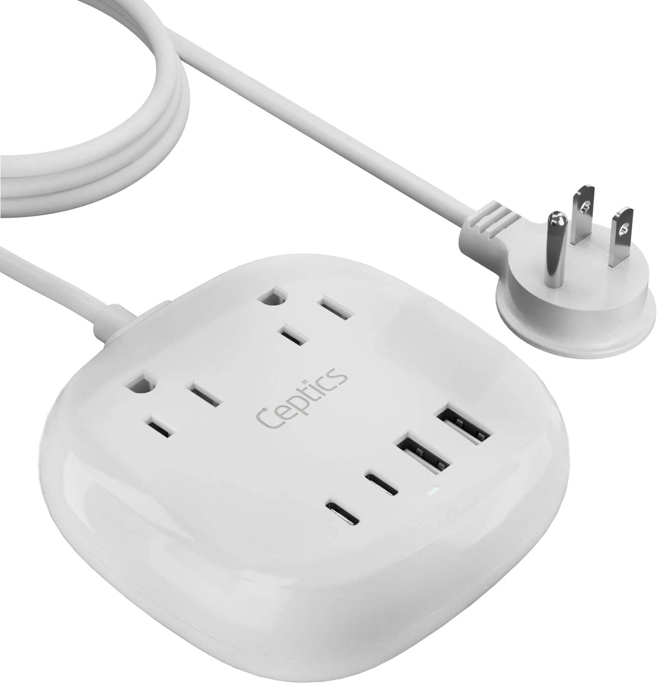 21W USB Power Strip by Ceptics - Surge Protection - Grounded Dual USB + USB-C - Input (PS-2B4U-21W)