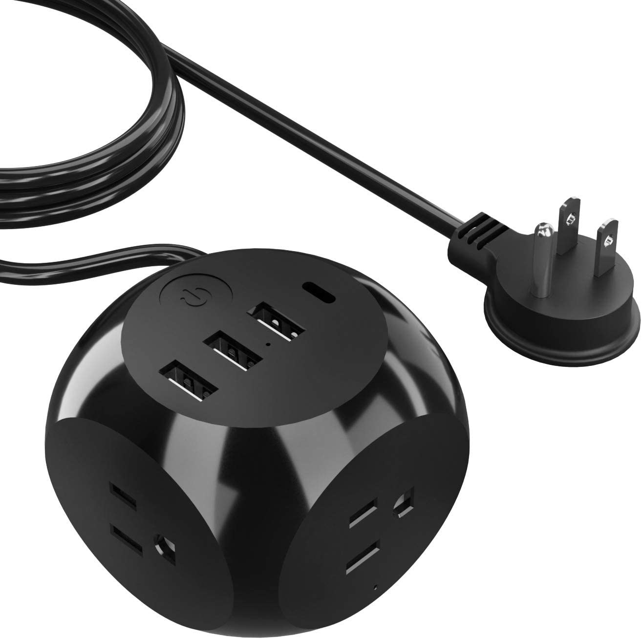 21W Power Strip - Small & Compact - Grounded Dual USB + USB-C - 3 USA Input (PS-3B4U-21W)