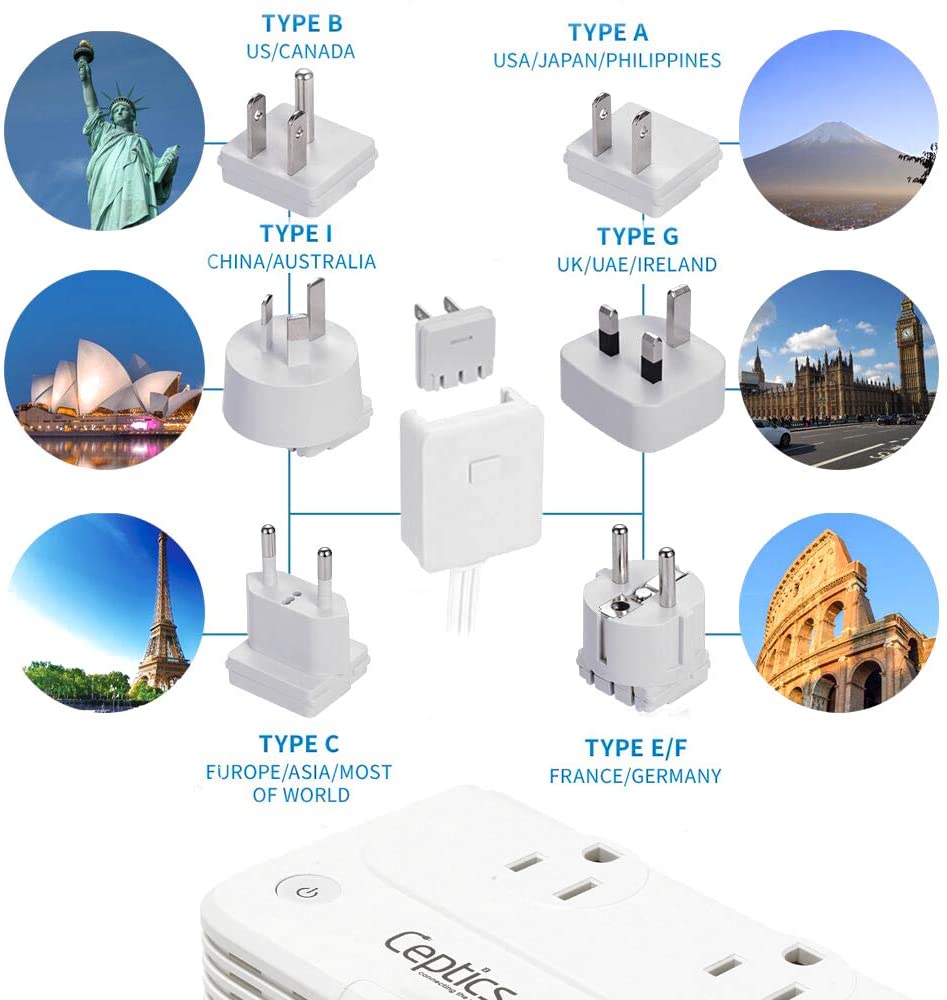 230W Travel Voltage Converter - 2 Outlets +  4 USB QC 3.0 - SWadApt Compatible