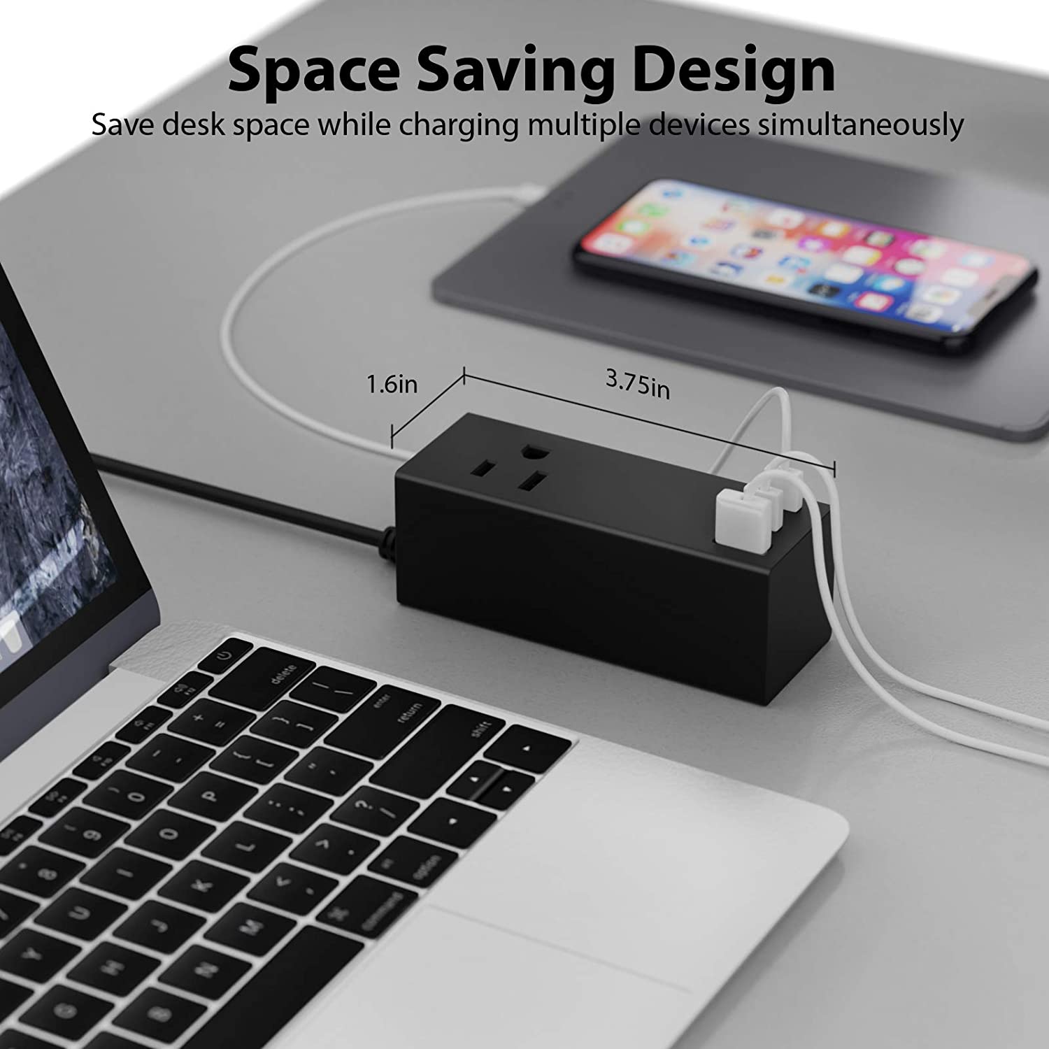 65W USB-C Power Strip Charger with USB +  Dual USB-C, 2 USA Input - Fast Charging (NANFUSE-PS)