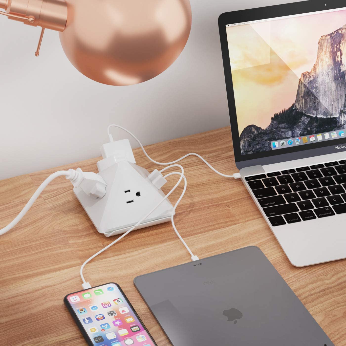 21W USB Power Strip - Grounded Dual USB + USB-C - 2 USA Input - Surge Protection (PS-3B3U-21W)