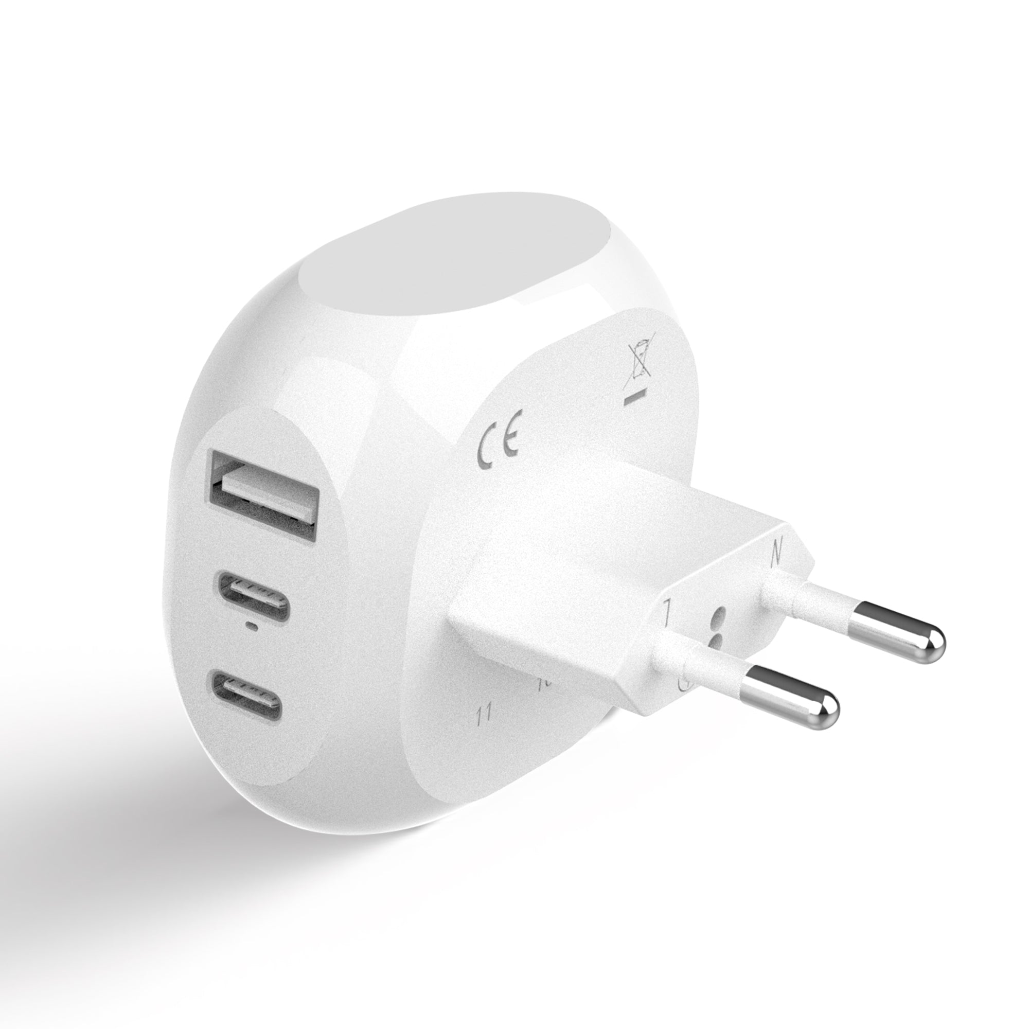 European Travel Plug Adapter - Type C - 5 in 1 - Ultra Compact (PTU-9C)