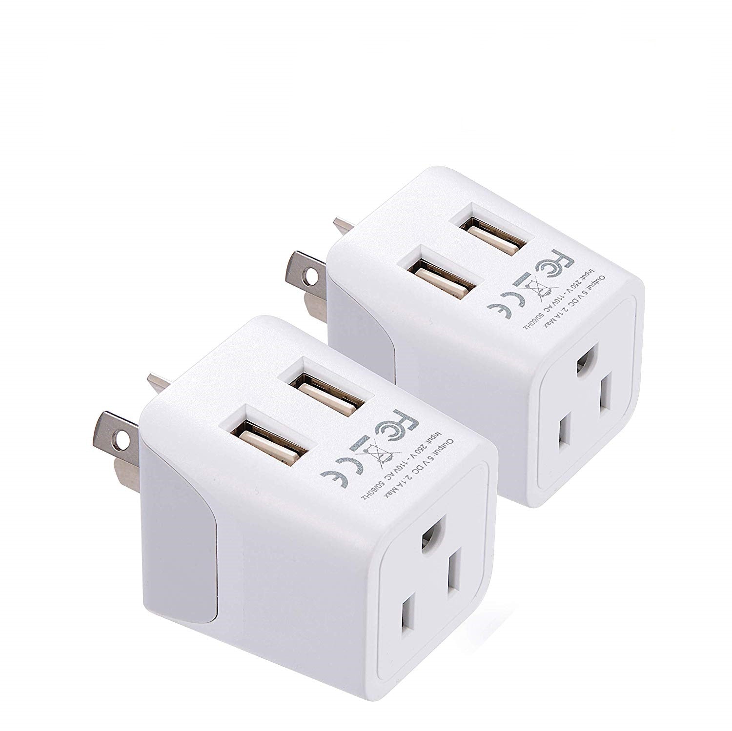 Australia, China Travel Adapter Plug with Dual USB - Type I - 2 Pack