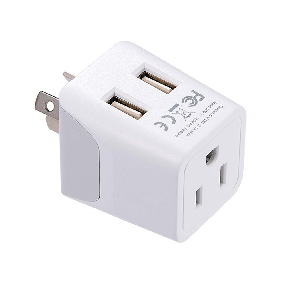 Australia, China Travel Adapter Plug with Dual USB - Type I - 2 Pack