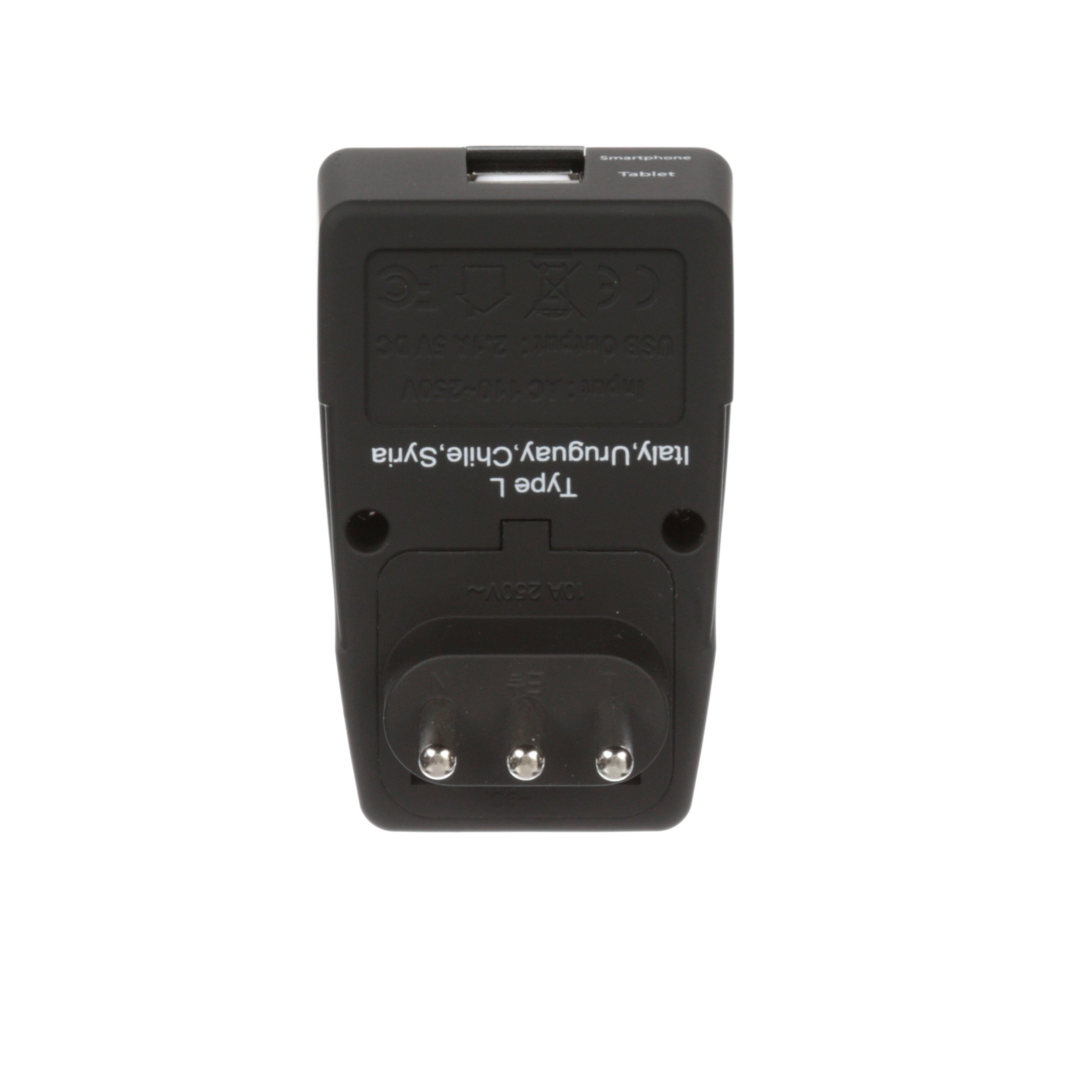 Italy Travel Adapter - Type L - 4 in 1 - 2 USB Ports (GP4-12A)