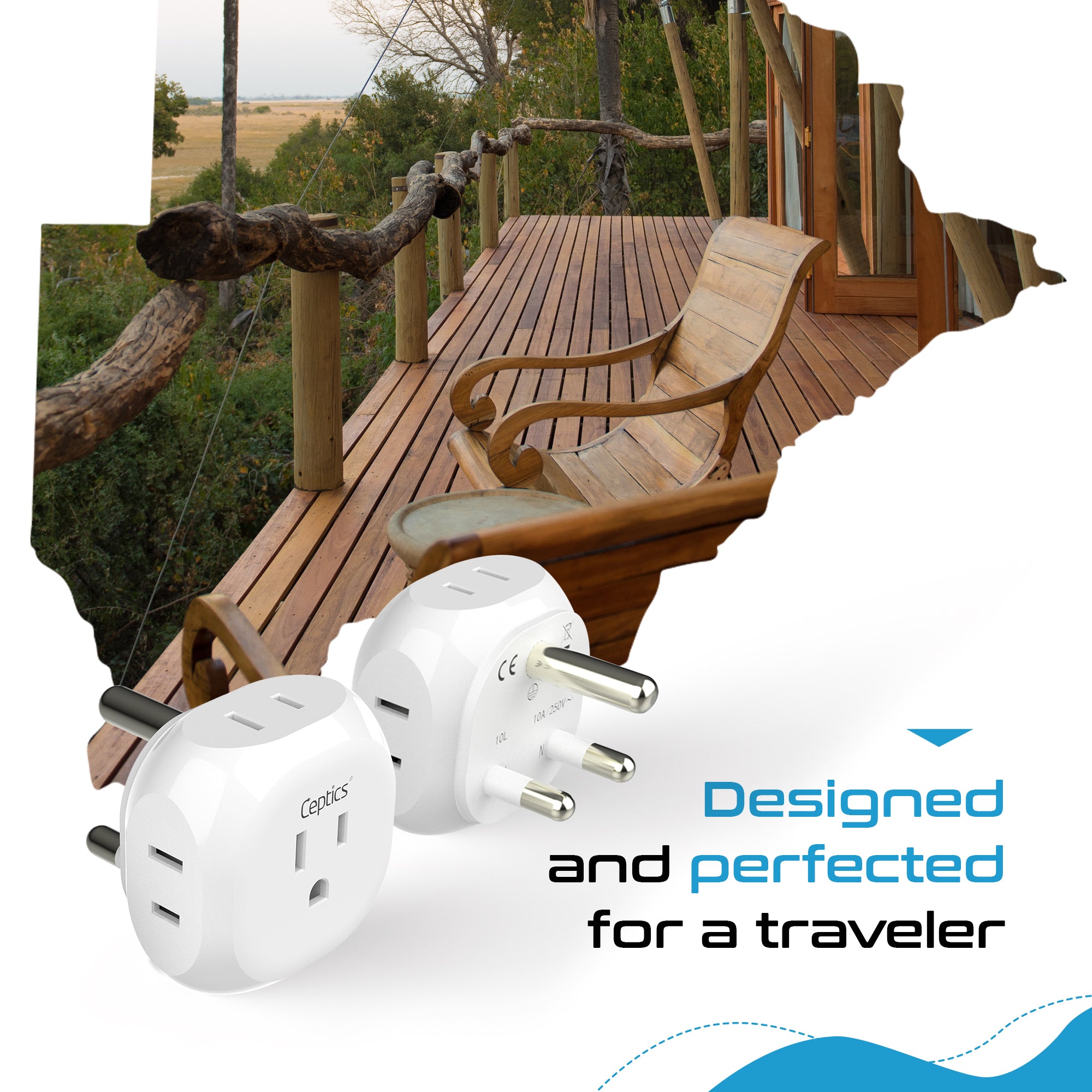 South Africa Travel Plug Adapter - 4 in 1 - Ultra Compact - Light Weight (PT-10L)