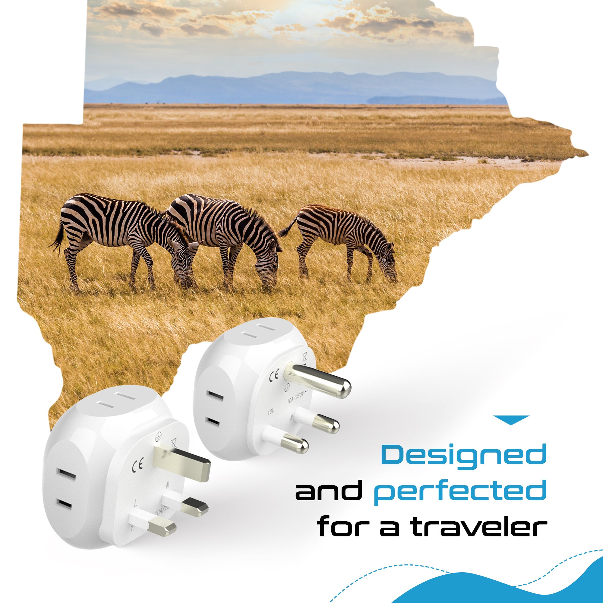 South Africa Travel Adapter Set - 4 in 1 - Ultra Compact - Light Weight (PT-7-10L-4PK)