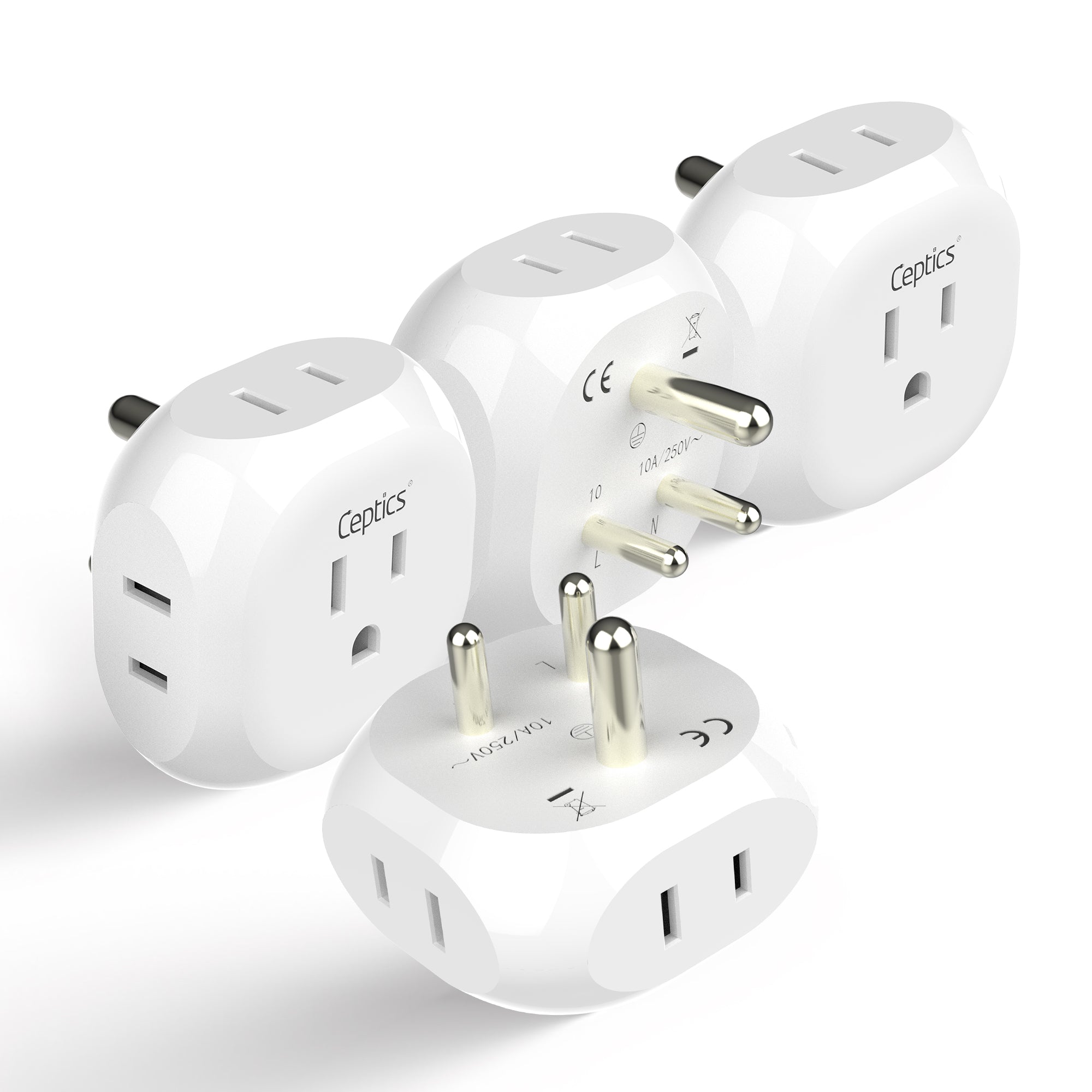 India, Pakistan Travel Plug Adapter - 4 in 1 - Ultra Compact - Light Weight (PT-10)