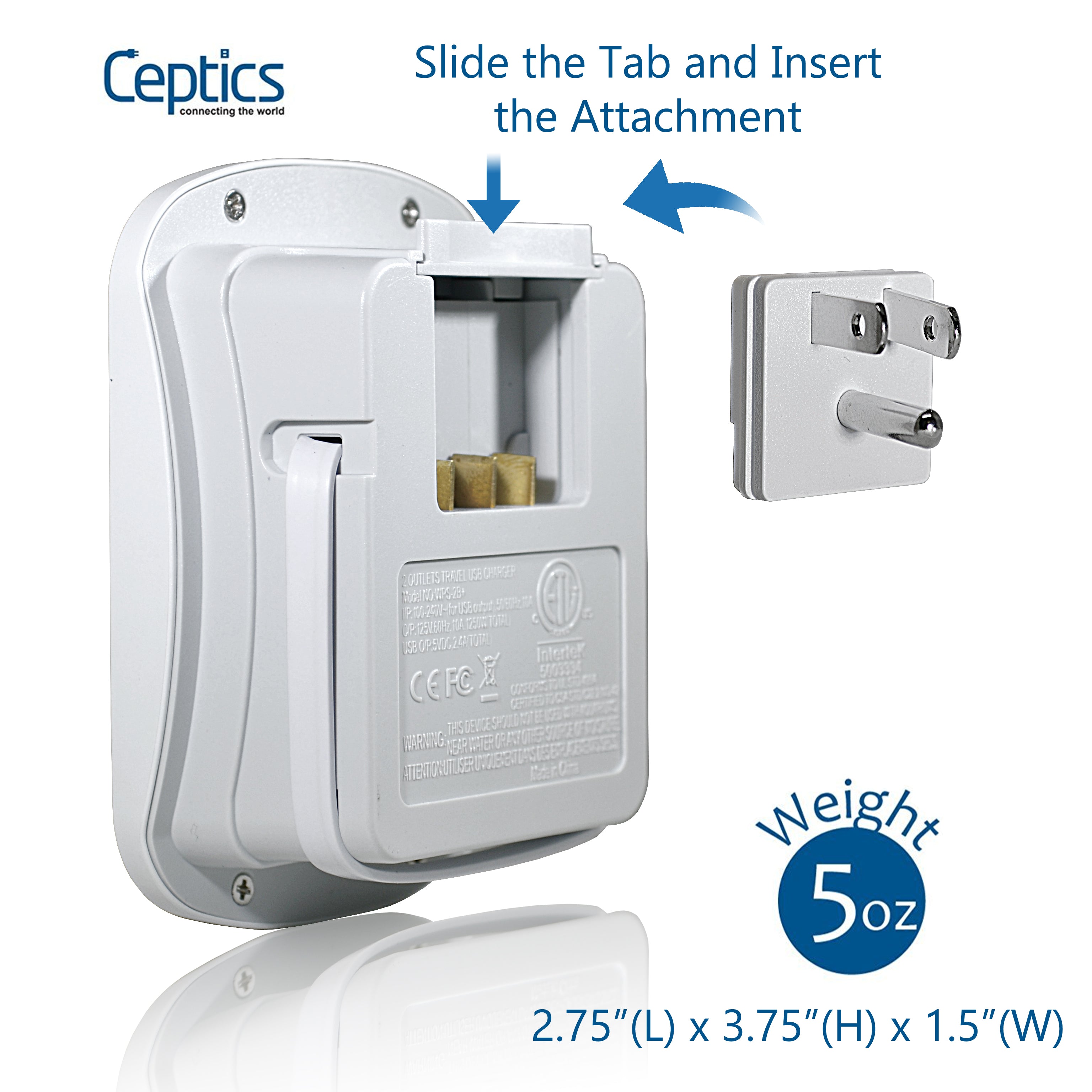 World-Way 13 Travel Adapter Kit | 2 USB + 2 US Outlets - Grounded